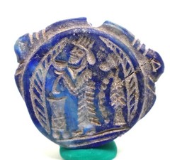 Antique Roman Greek King Face Lapis lazuli Intaglio Seal Stamp beads