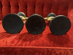 Ornate Rococo Victorian Hollywood Regency Style Gold Key Candle Holders Set Of 3