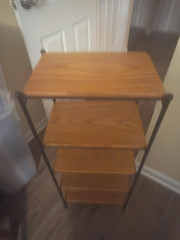 LONGABERGER WROUGHT IRON 5 TIER STAND SHELF w/ 5 WOOD SHELVES (BEAUTIFUL COND)