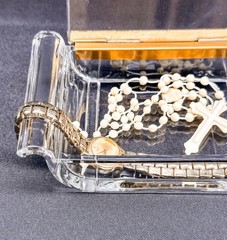 Vintage Art Deco Hinged Clear Glass Jewelry Casket / Trinket Box 1930s–40s READ
