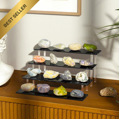 4 Tier Acrylic Display Risers Black Cupcake Perfume Figure Display Stand Shelf