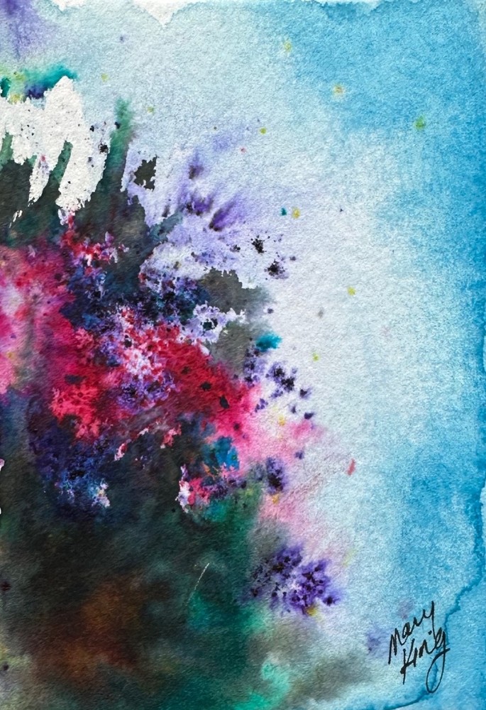 Watercolor ACEO Original Painting by Mary King – Lilac Bush