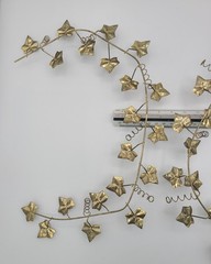 Vintage Metal Brass Copper Ivy Vines Set Of 2 Wall Art Decor MCM Home Interiors