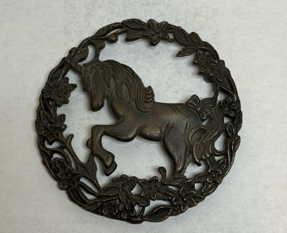 Vintage Unicorn Potpourri Lid Pewter Metal Lid 3″