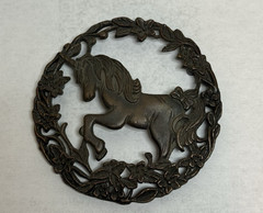 Vintage Unicorn Potpourri Lid Pewter Metal Lid 3″