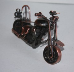 Heavy Welded Motorcycle Sculpture Bronze Nick-Knack Rolling Wheels 5 1/2″x 3 1/4