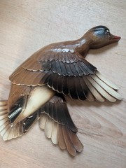VTG Flying Mallard Duck Wall Plaque Decor Set Of 2 Syroco 3D Plastic 4262 HOMCO