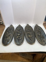VTG 4 Seasons Syroco Floral Wall Plaques Hollywood Regency MCM Molded Plastic