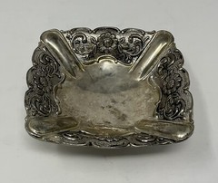 Davco Silver Ltd Footed Ornate Trinket Dish 4″ Silver Plated Victorian Vintage
