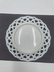 6 Westmoreland White Milk Glass Open Lace Reticulated Edge Heavy 8.5” Plate Set!