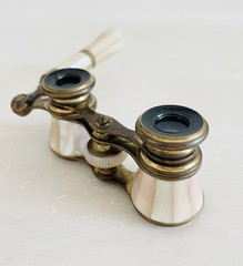 Antique Clomont Paris Victorian Mother of Pearl Brass Glasses Binoculars Handle