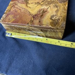 Vintage PINK Alabaster Marble Rectangle Trinket Box Heavyweight Hand Crafted