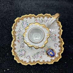 Antique Dresden? Coat Of Arms Porcelain Hand Painted Chamberstick Repaired
