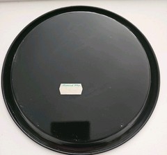2 VINTAGE Russian Black Tole Ware Metal Trays Floral Hand Painted 7” EUC