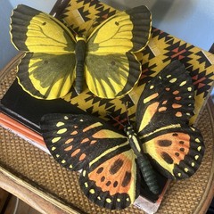 Vintage Butterfly Set Wall Hangings Imports Inc Resin 2006 Heavy Monarch Yellow