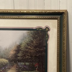 Home Interiors Picture Courtyard Picture Brass Frame Matted 27″x23 NVP
