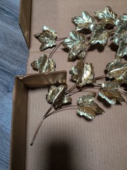 Vintage Home Interiors Pothos Vine Plagues – Metal Brass Copper Ivy – Set Of 2