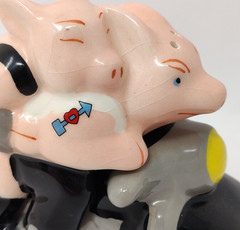 Pig Figurines Salt and Pepper Shakers Hogs on a Hog Motorcycle Harley Biker