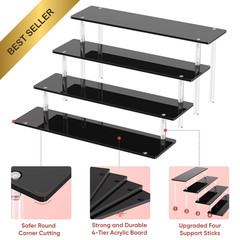 4 Tier Acrylic Display Risers Black Cupcake Perfume Figure Display Stand Shelf