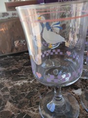 AUNT RHODY GOOSE STEM GLASSES 10 oz. VINTAGE Set of 5 EXCELLENT CONDITION
