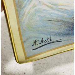 Asti Glass Pin Vanity Ring Dish Small Tray Edwardian Victorian Woman Portrait
