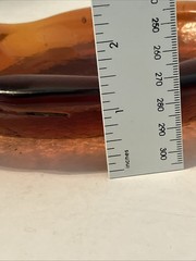 MCM Blenko Free Form Chunky Heavy Amber Glass Amoeba Sculpture Dish-Sig.