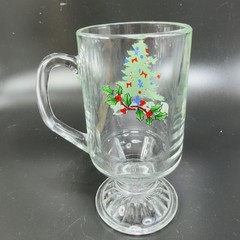 Luminarc Noel 10oz Pedestal Footed Glasses Cups Set 4 New In Box Vintage Decor
