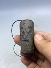 Large Ancient Middle Eastern Early Akkadian Jasper Stone Cylinder Seal Bead