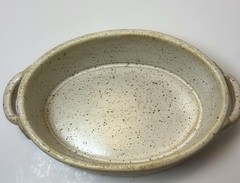 Parsley Pottery Cream Speckled Oval Dish with Lid