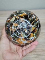 5″ Brown Orange Hand Blown Art Ocean Glass Oregon Float Coast 2013 Signed Meyer