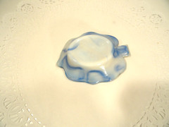 Vintage Akro Agate Blue Leaf Trinket Dish #245