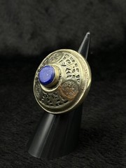 Huge Silver Old Afghanistan Unique Ring With Natural Lapis Lazuli Stone