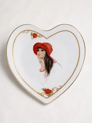 Vintage Enesco Heart Trinket Dish | Mansell Print | 1980 Japan
