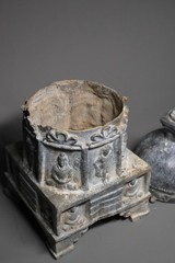 CIRCA NEAR EASTERN GANDHARAN METAL STUPA WITH BUDDHA FIGURES AND SCENES. RARE