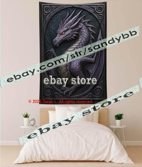 Purple Dragon Relief Tapestry 3D look Wall Art fantasy decor 39X59 in