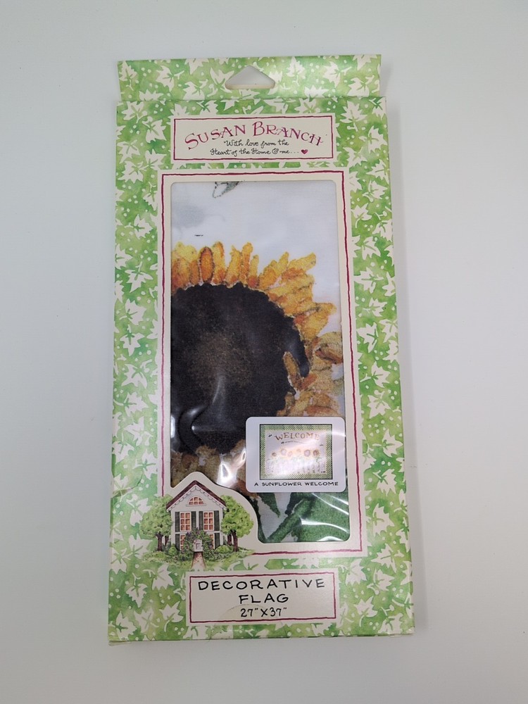 Susan Branch Sunflower Welcome Decorative Flag 27×37 Garden – New