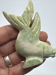 5 Vtg Hand Carved Green Moss Agate Jasper Stone Koi Fish Sculpture Decor 3″ tall