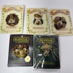Boyds The Bearwear Collection Set 0f 5 New On Cards Pins Brooches Oakley Minnie