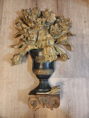 2 Italian Floral Urn Wall Swag Hanging Wall Plaque