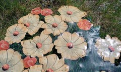 Vtg Handpainted Signed Metal Enamel Toleware Flower Floral Wall Hanging 21″x22″