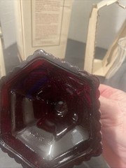 Avon 1876 Cape Cod Collection RUBY RED PEDESTAL Hurricane Lamp ORIGINAL BOX Pz