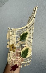VINTAGE Tole Metal Wall Basket Flowers Toleware