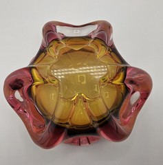 Gorgeous Bohemian Joseph Hospodka for Chribska Glassworks Art Glass Heavy Dish
