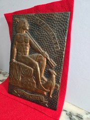 Vintage Greek Copper Relief Plaque KEFALOS Cephalus Mythology Kefallinia ΚΕΦΑΛΟΣ