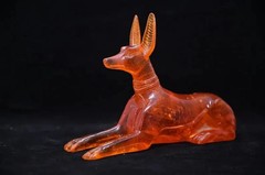 Rare Ancient Egyptian Antique Statue God Anubis Afterlife Amber Stone Egypt BC