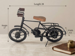 Retro Bicycle Statue Metal Bike Model Wooden Seat Vintage Home Office Decor Gift