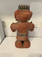 Large Pre-Columbian Replica Clay Ceramic Painted Altarpiece Maize Man God
