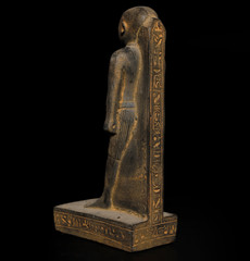 Rare Ancient Egyptian Standing Noble Statue Black Basalt Style Ankh Hieroglyphs