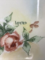 Antique Porcelain Hand Painted Trinket/Pin Tray/Dish Floral/Roses Signed “Lower”