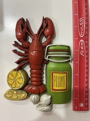 Vintage 1975 Homco Wall Hanging Plaques Lobster Vegetables 3 Piece